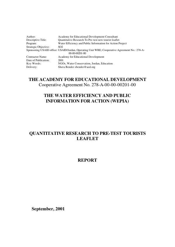 Quantitative research to pre-test tourists leaflet