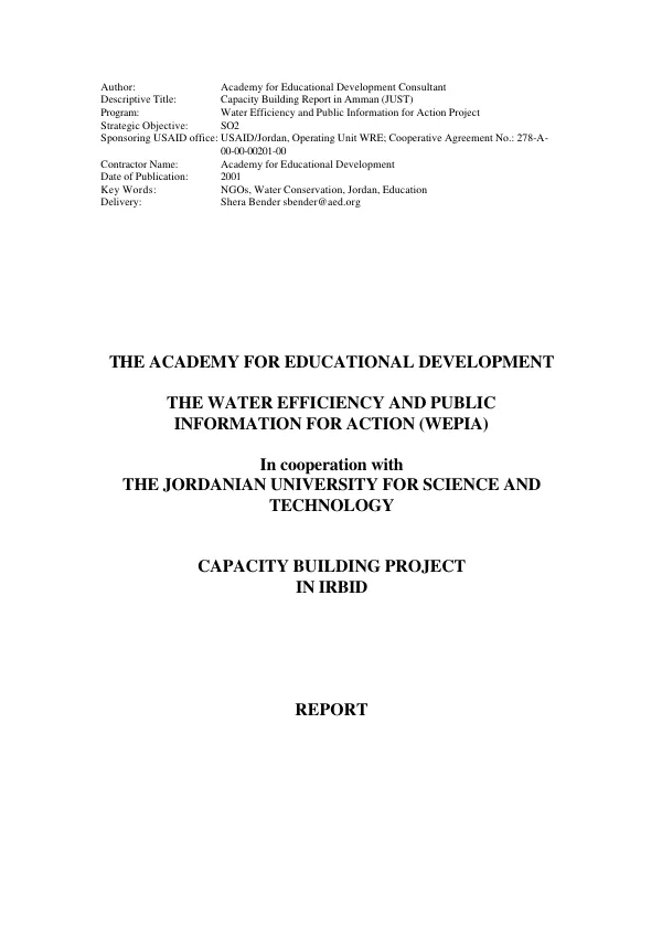 Capacity building project in Irbid[, Jordan]