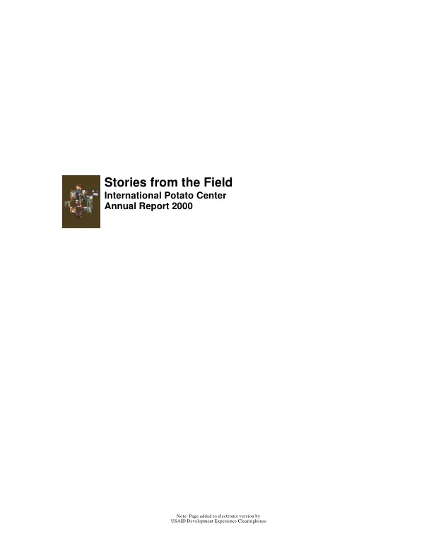 Stories from the field : International Potato Center annual report 2000