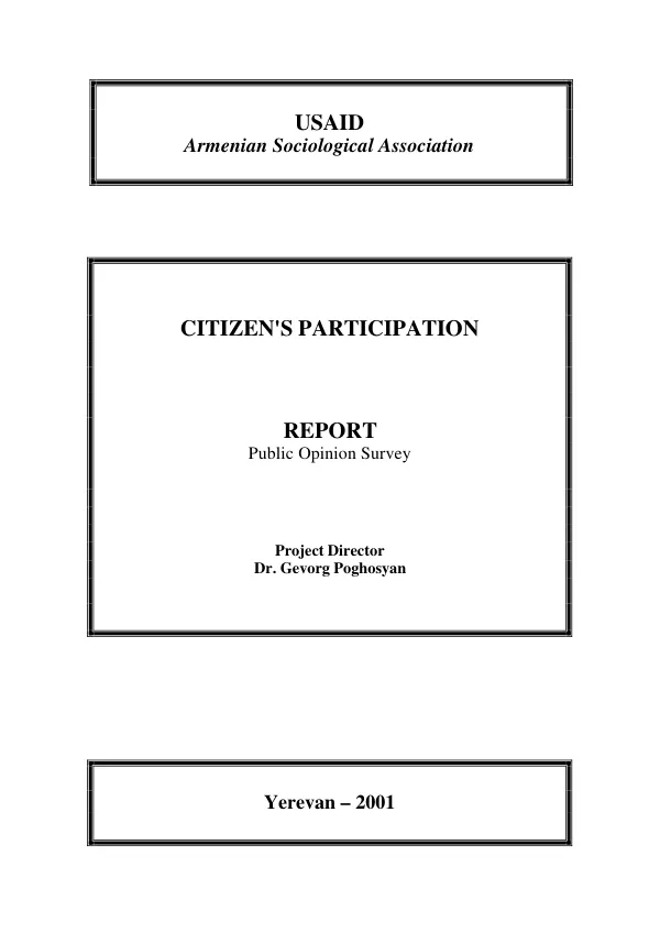 Citizen"s participation : report -- public opinion survey
