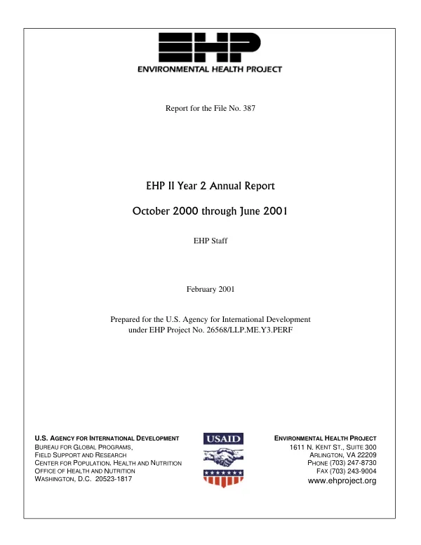 EHP II year 2 annual report, October 2000 through June 2001