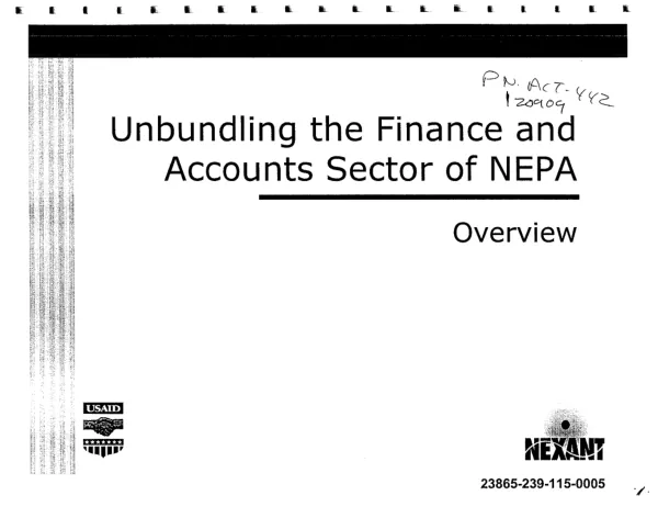 Unbundling the finance and accounts sector of NEPA : overview