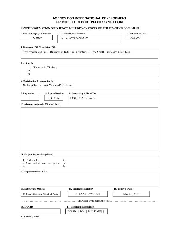 Trademarks and small business in industrial countries : how small businesses use them