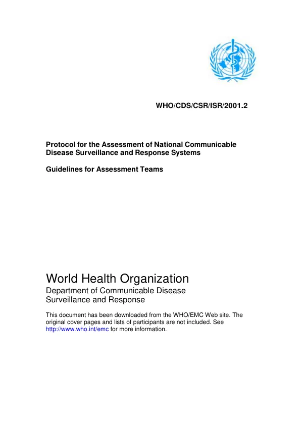 Protocol for the assessment of national communicable disease surveillance and response systems : guidelines for assessment teams