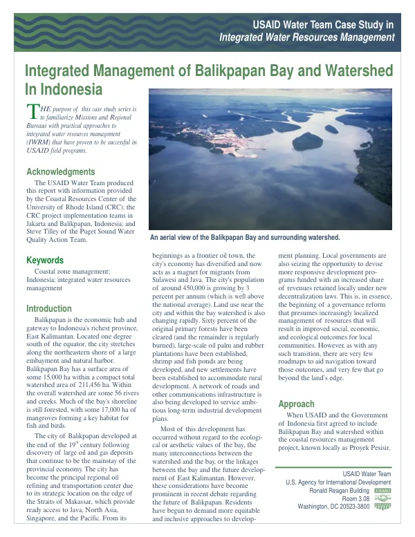 Integrated management of Balikpapan Bay and Watershed in Indonesia