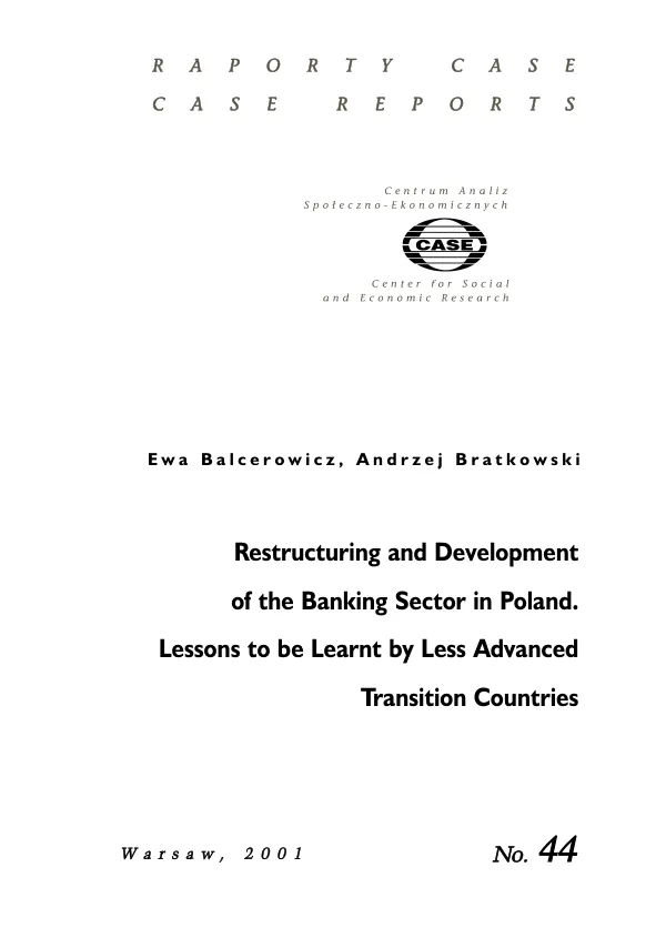 Restructuring and development of the banking sector in Poland : lessons to be learnt by less developed countries