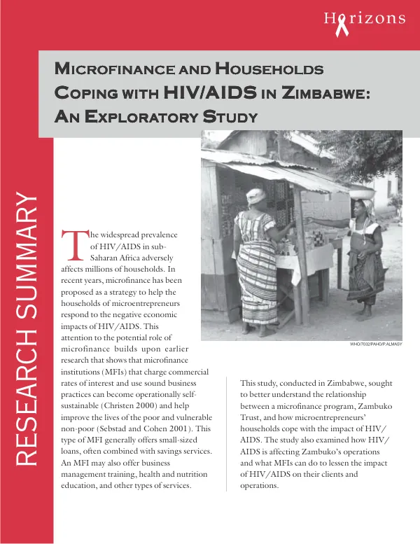 Microfinance and households coping with HIV/AIDS in Zimbabwe : an exploratory study : research summary