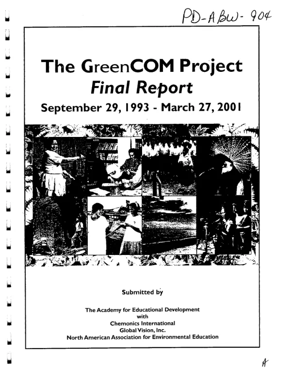 GreenCOM project, September 29, 1993-March 27, 2001 : final report
