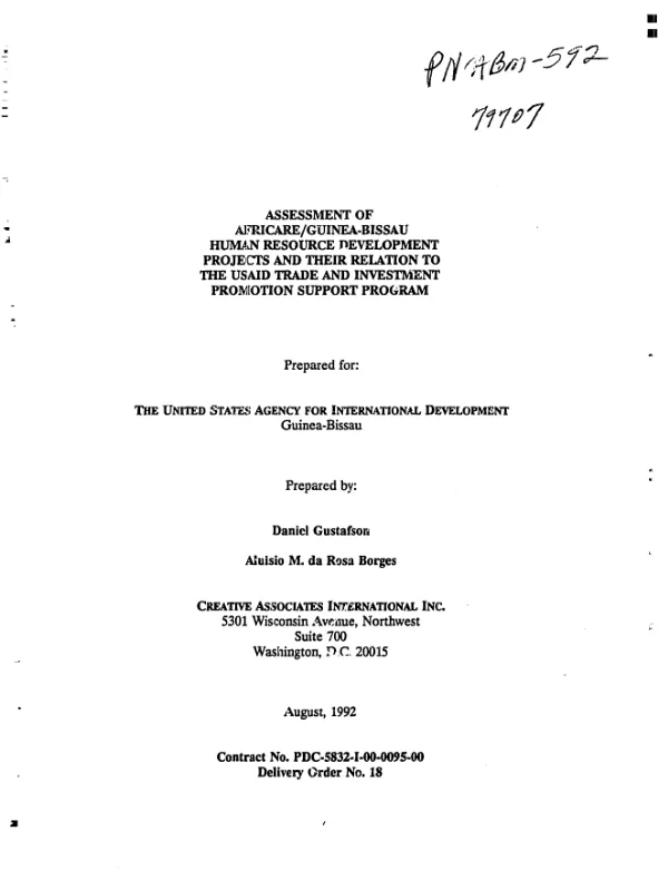 Assessment of Africare/Guinea-Bissau human resource development projects and their relation to the USAID trade and investment promotion support program