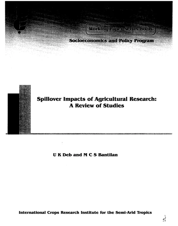 Spillover impacts of agricultural research : a review of studies