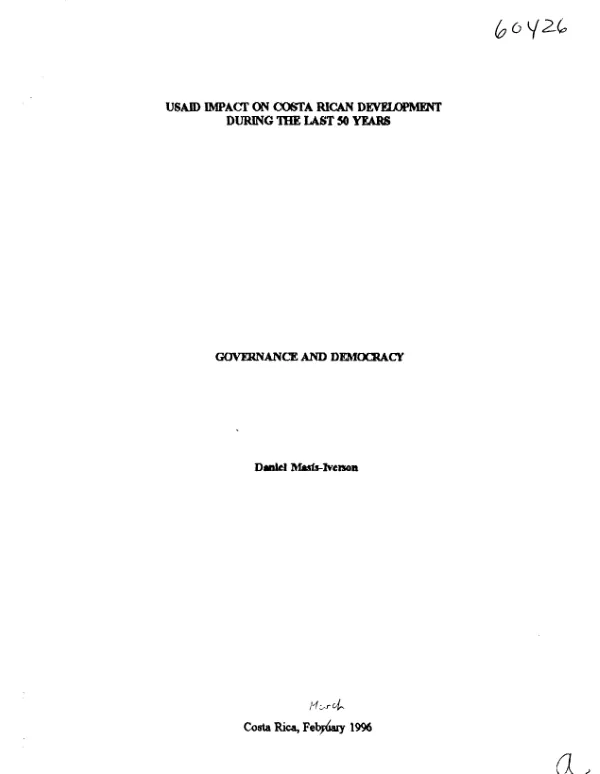 USAID impact on Costa Rican development during the last 50 years : goverance and democracy
