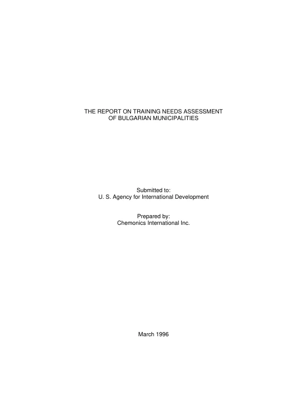 The report on training needs assessment of Bulgarian municipalities