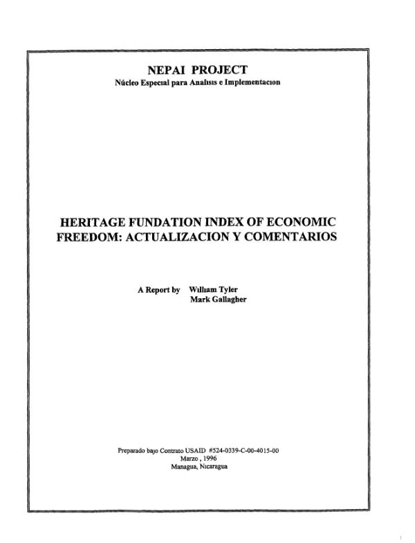 Heritage Foundation index of economic freedom : actualizacion y comentarios