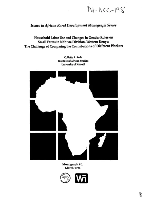 Household labor use and changes in gender roles on small farms in Ndhiwa Division, Western Kenya : the challenge of comparing the contributions of different workers