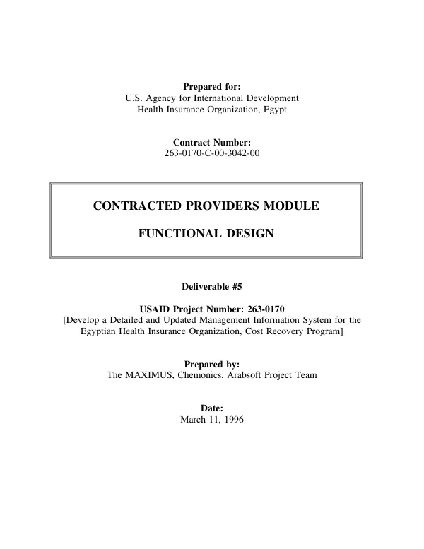 Contracted providers module : functional design