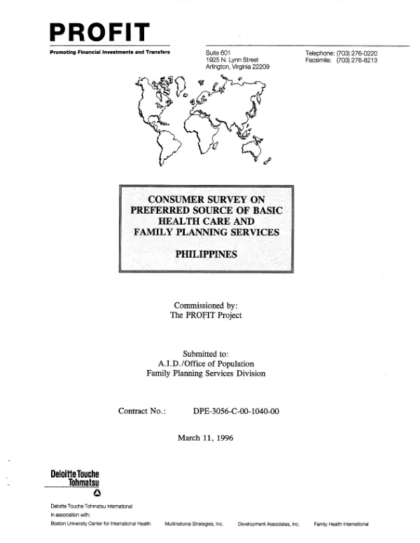 Consumer survey on preferred source of basic health care and family planning services -- Philippines