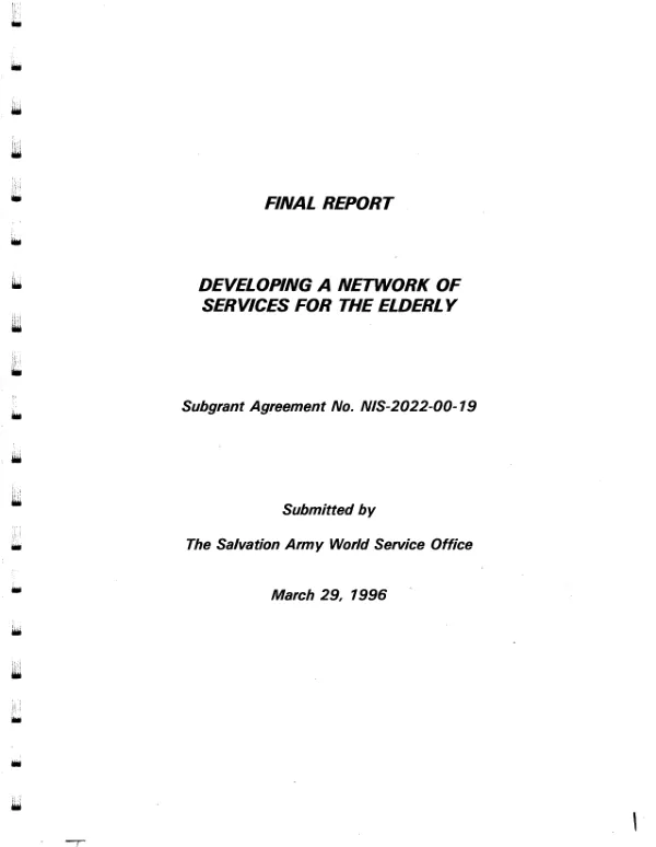Final report : developing a network of services for the elderly -- subgrant agreement no. NIS-2022-99-19