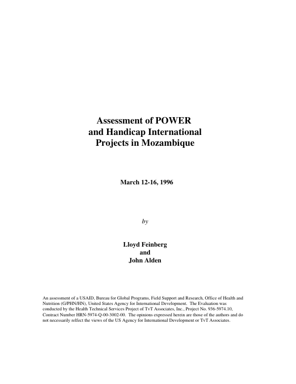 Assessment of POWER and Handicap International projects in Mozambique