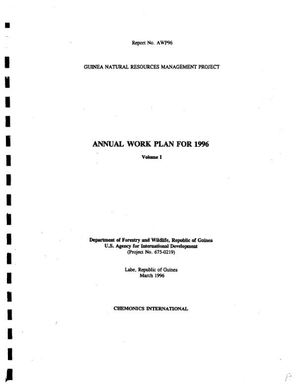 Guinea natural resources management project : annual work plan for 1996