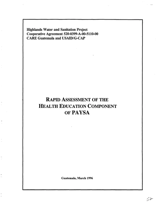 Rapid assessment of the health education component of PAYSA