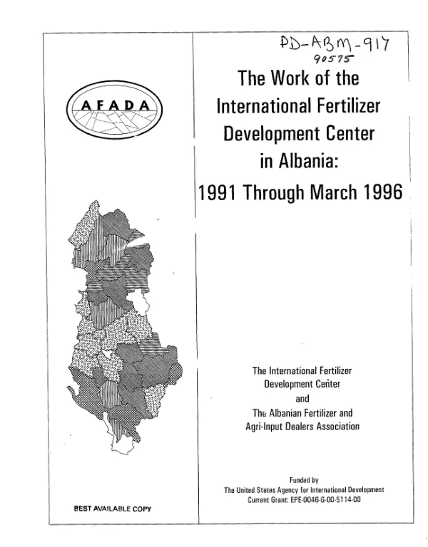Work of the International Fertilizer Development Center in Albania : 1991 through March 1996