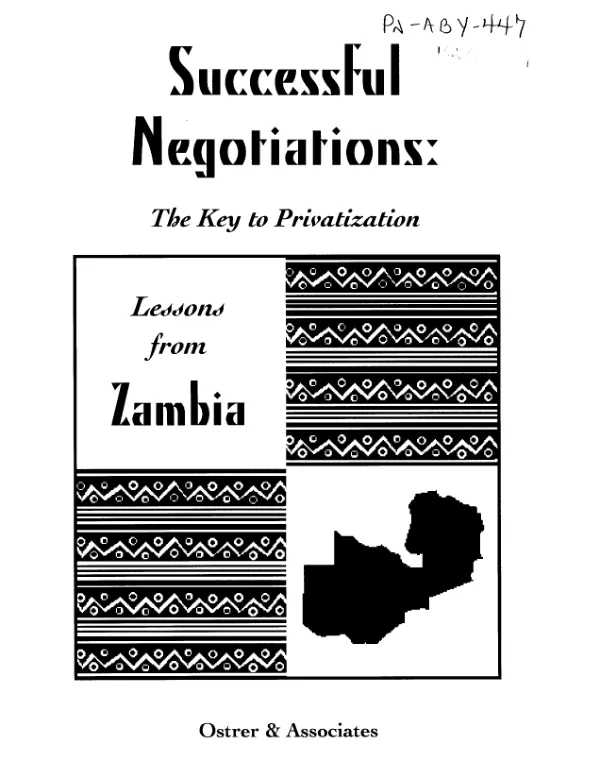 Successful negotiations : the key to privatization -- lessons from Zambia : final report