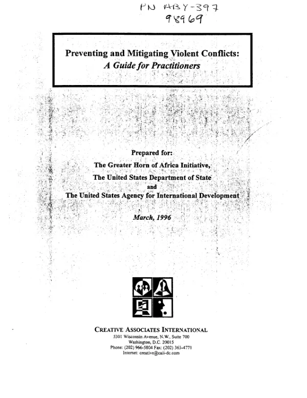 Preventing and mitigating violent conflicts : a guide for practitioners