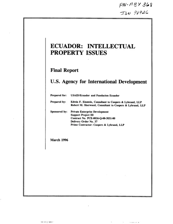 Ecuador : intellectual property issues (final report)