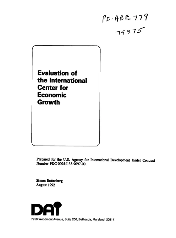 Evaluation of the International Center for Economic Growth