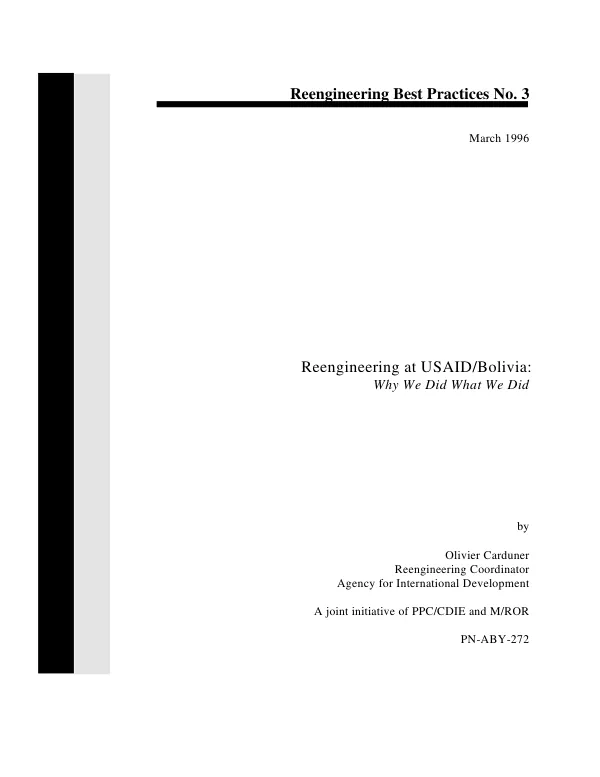Reengineering at USAID/Bolivia : why we did what we did
