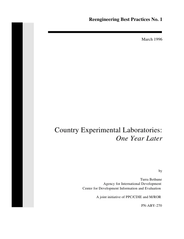 Country experimental laboratories : one year later