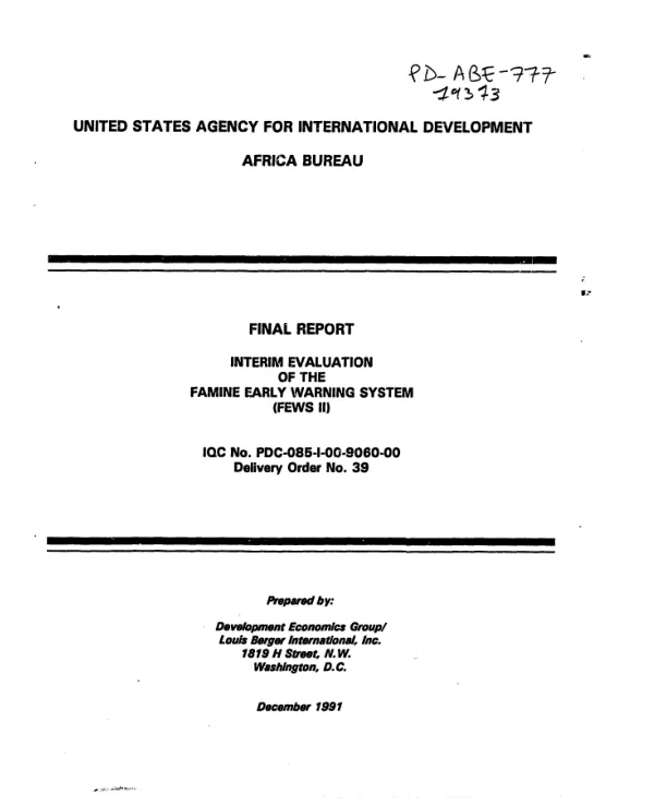 Final report : interim evaluation of the famine early warning system (FEWS II)
