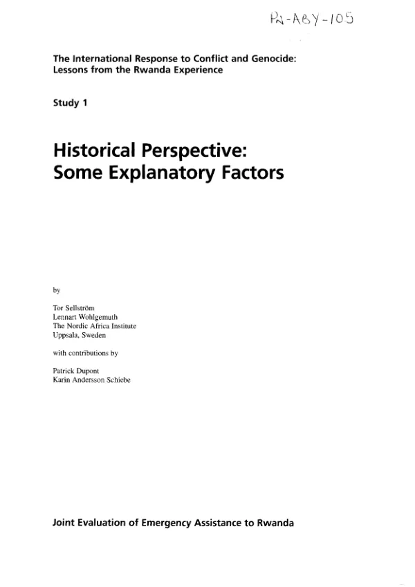 Historical perspective : some explanatory factors