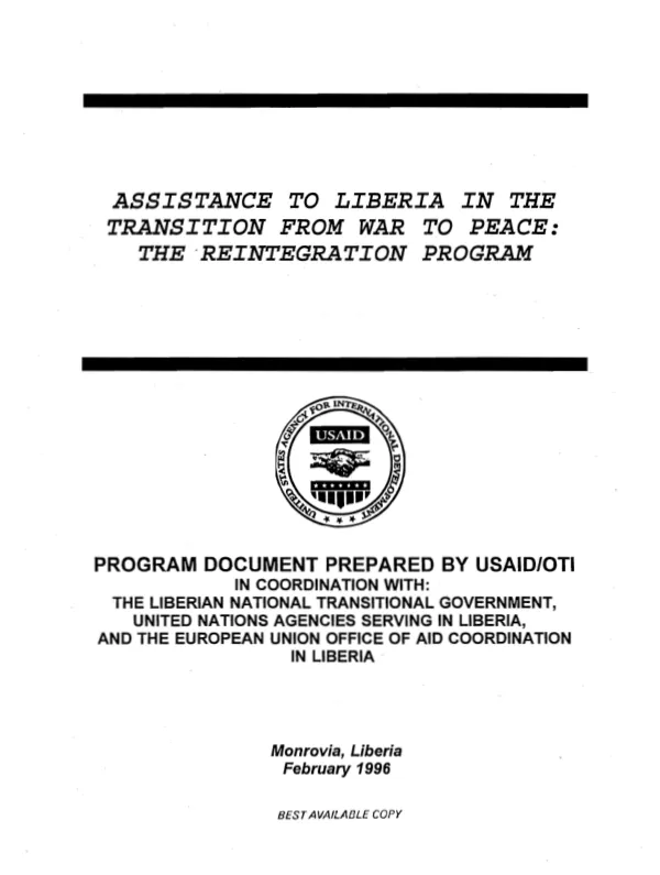 Assistance to Liberia in the transition from war to peace : the reintegration program