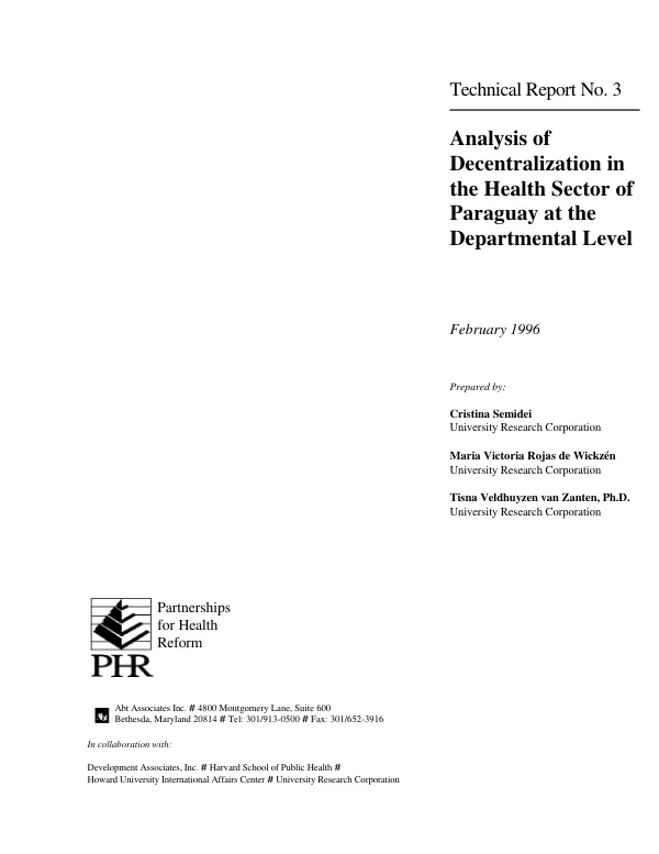 Analysis of decentralization in the health sector of Paraguay at the departmental level