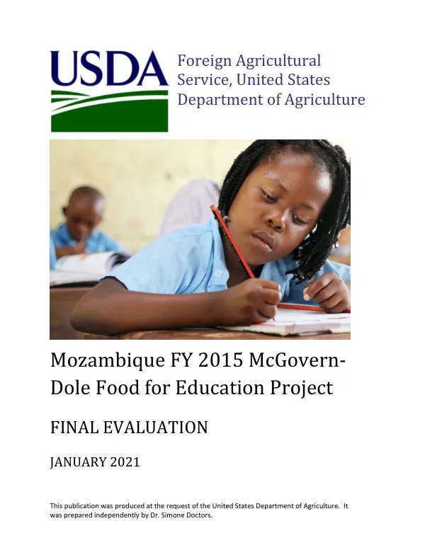[USDA FY 2015] Mozambique McGovern-Dole food for education project : final evaluation
