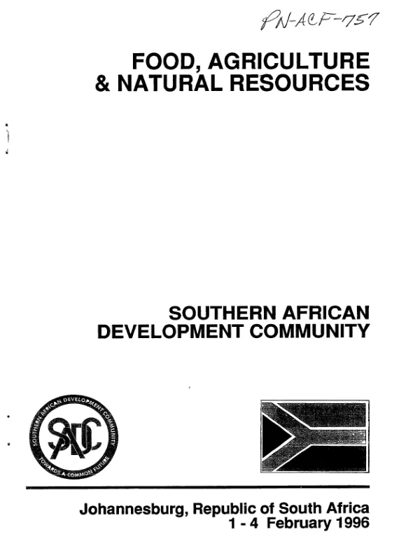 Food, agriculture and natural resources : Southern African Development Community, Johannesburg, Republic of South Africa, 1-4 February 1996