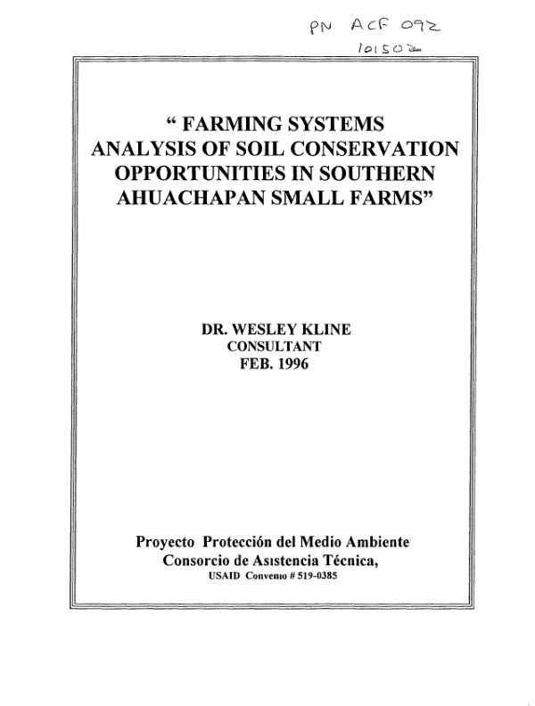 Farming systems analysis of soil conservation opportunities in southern Ahuachapan [El Salvador] small farms