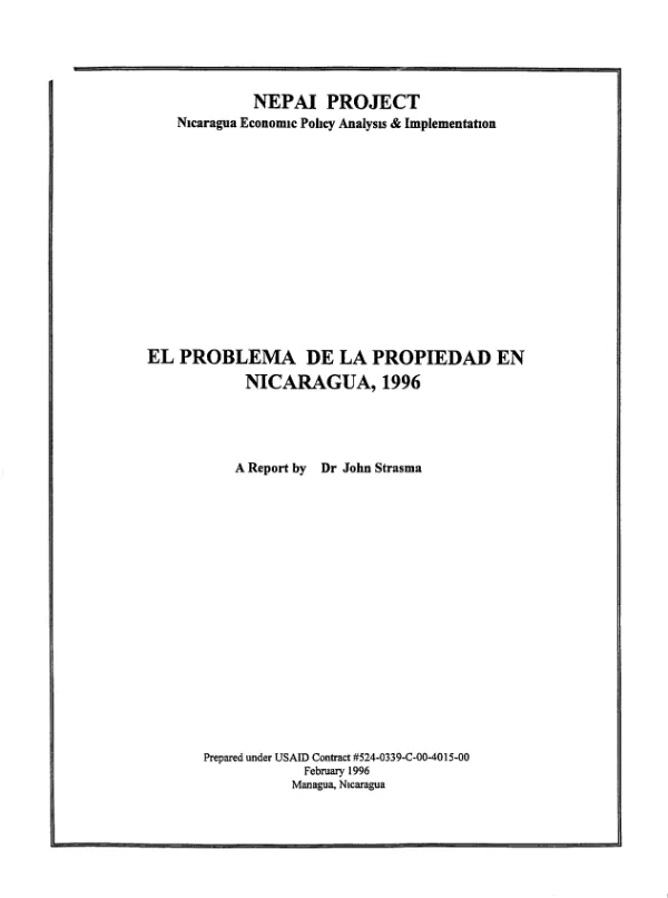 El problema de la propiedad en Nicaragua, 1996