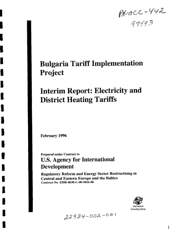 Bulgaria tariff implementation project -- interim report : electricity and district heating tariffs