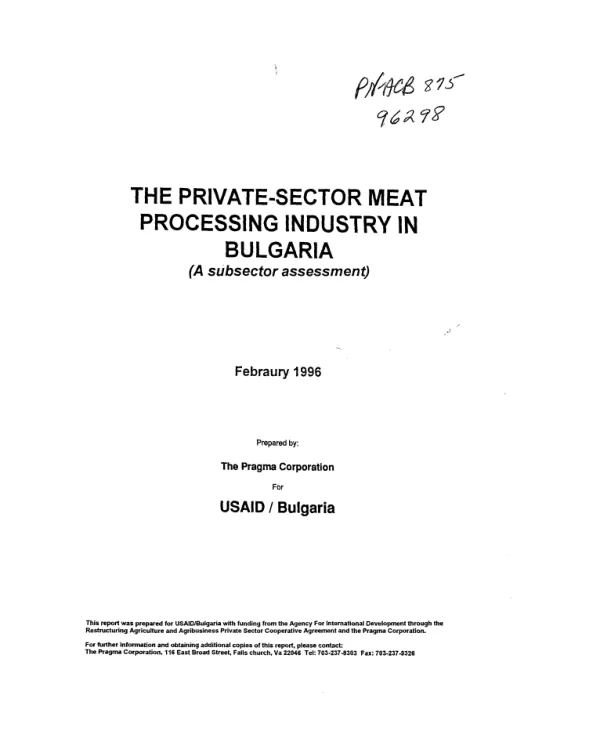 Private sector meat processing industry in Bulgaria