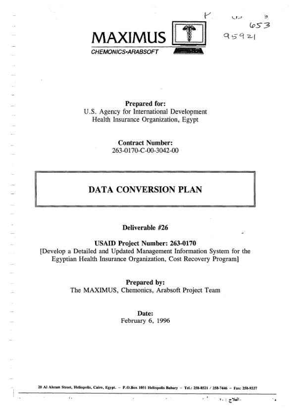 Data conversion plan