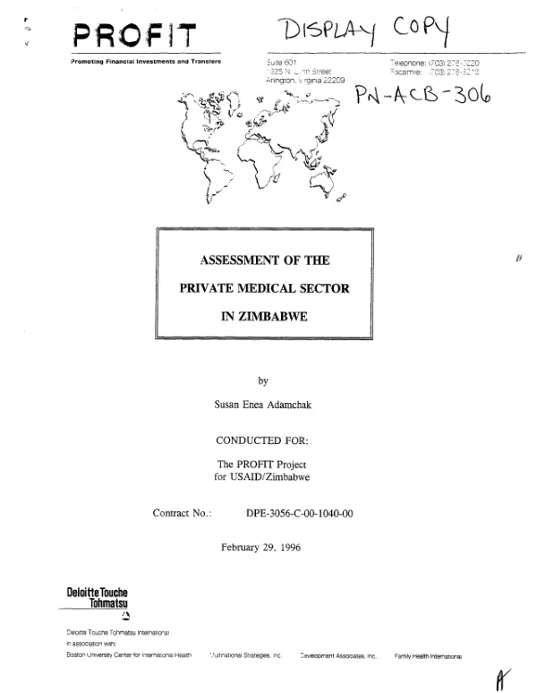 Assessment of the private medical sector in Zimbabwe