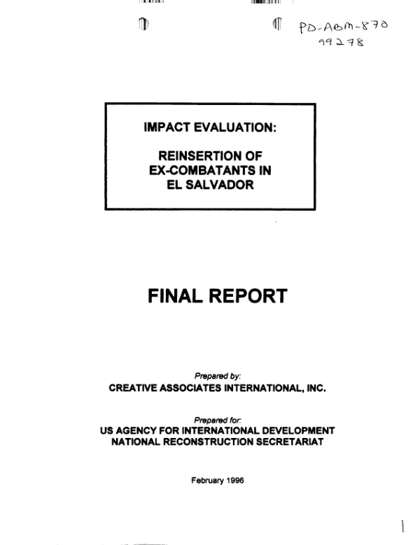 Impact evaluation : reinsertion of ex-combatants in El Salvador -- final report