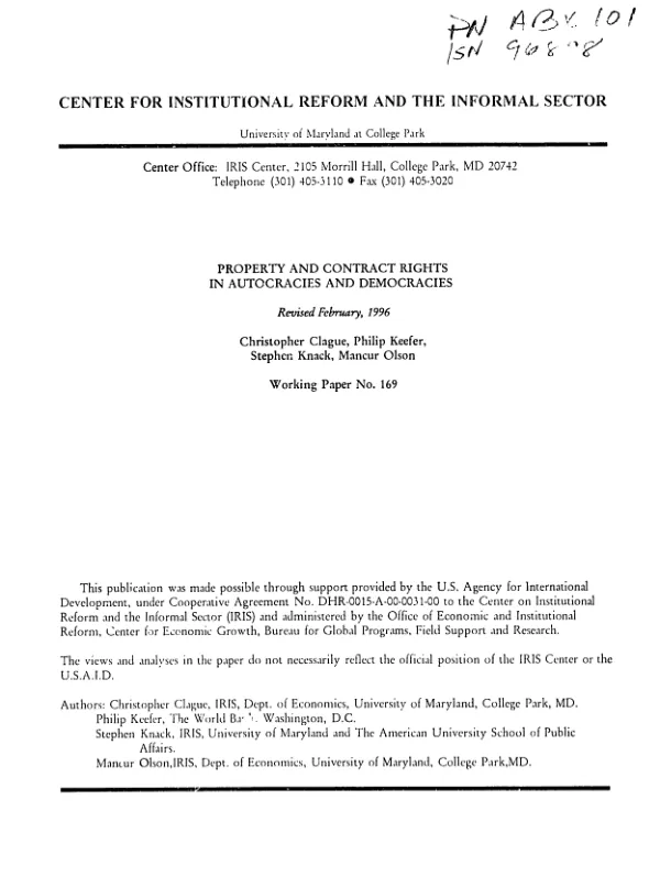 Property and contract rights in autocracies and democracies