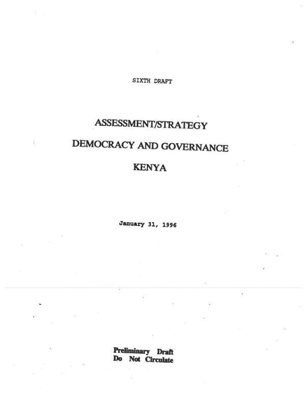 Assessment/strategy democracy and governance, Kenya