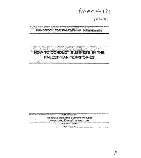Handbook for Palestinian businesses : how to conduct business in the Palestinian territories