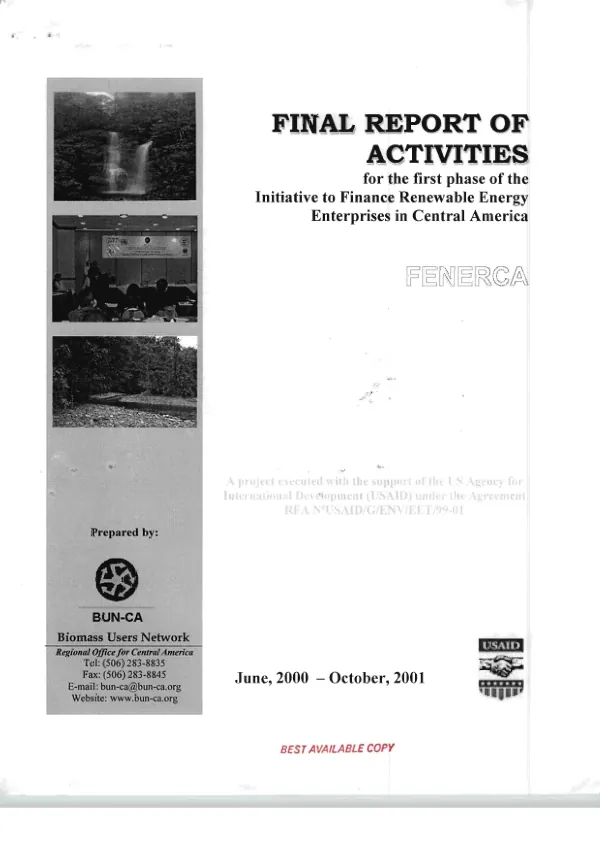 Final evaluation of the Central American rural electrification support project (CARES)