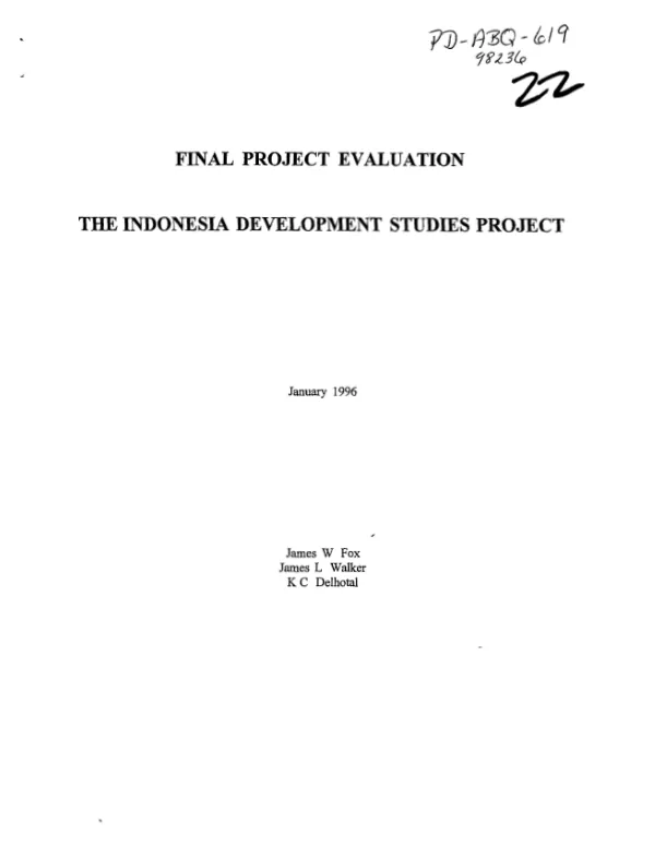 Final project evaluation : Indonesia development studies project