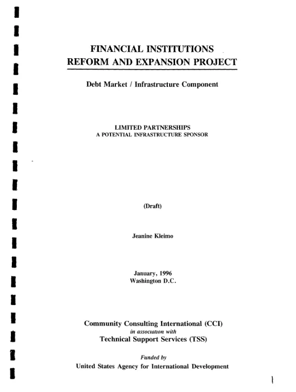 Limited partnerships : a potential infrastructure sponsor